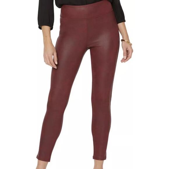 NYDJ Pants - NYDJ Coated Skinny Leggings Pull-On Slimming pants Burgundy Size M